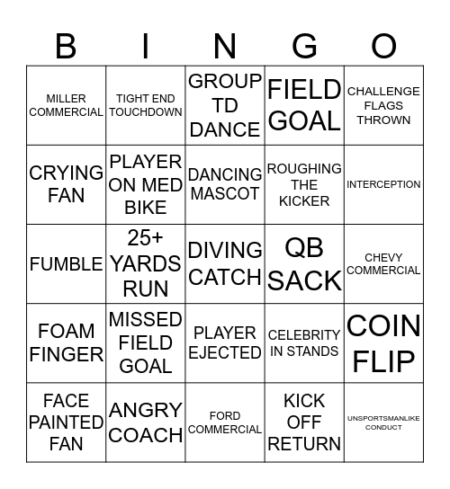 October  21, 2019. 1st Half. Regular Bingo Card