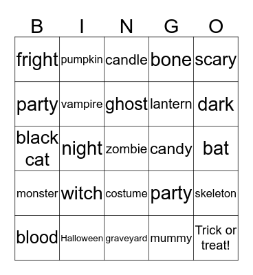 Halloween Bingo Card