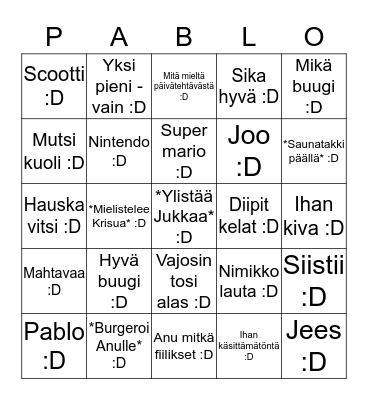 Burgeri Bingo Card