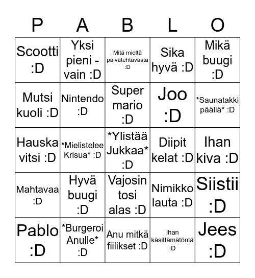 Burgeri Bingo Card