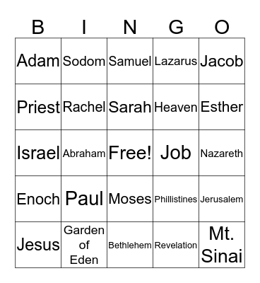 Bible Bingo Card