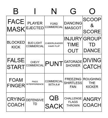 October 21, 2019. 2nd Half. Regular Bingo Card