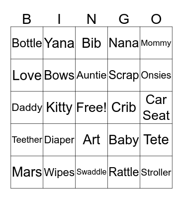 Baby Marley Bingo Card