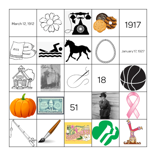 Juliette Gordon Low Bingo Card