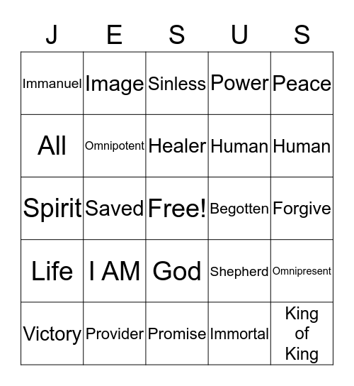 Jesus is God Bingo Card