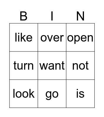 CORE WORD BINGO Card