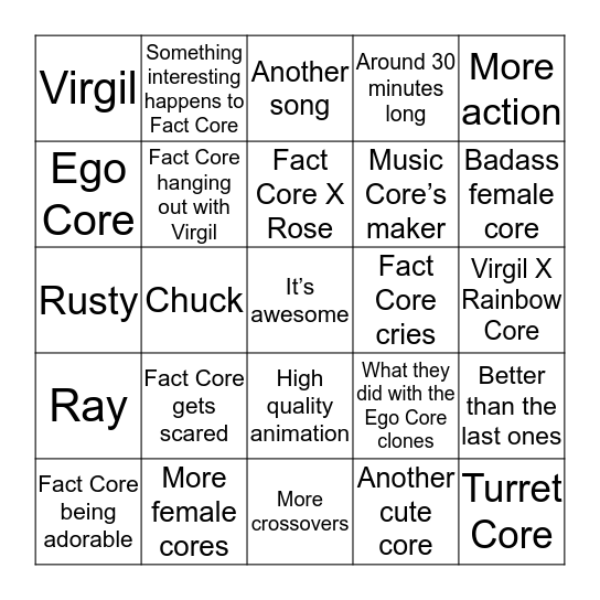 Meet The Cores 4 Bingo Card