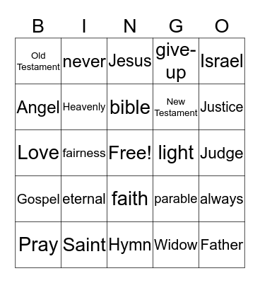 Pray and Never Give Up Bingo Card