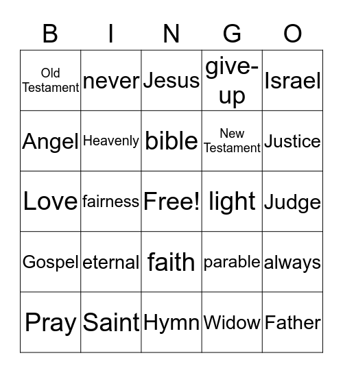 Pray and Never Give Up Bingo Card