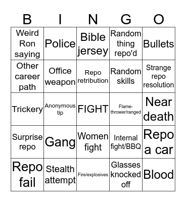 Lizard Lick Bingo Card