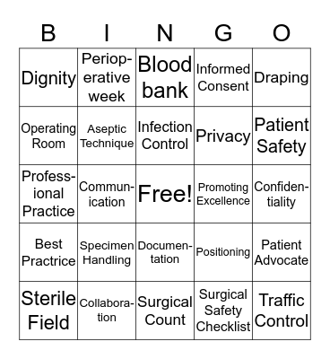 ORNAC Perioperative Week 2019 Bingo Card