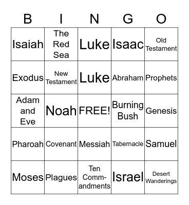 Bible Bingo Card