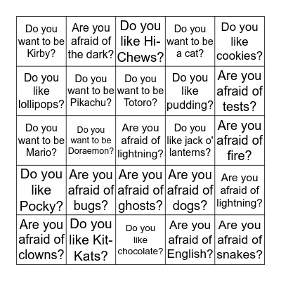 Happy Halloween! Bingo Card