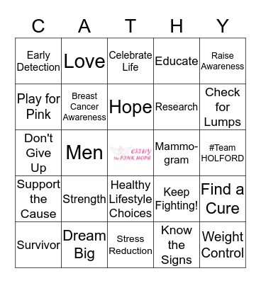 Cathy the Pink Hope Bingo Card