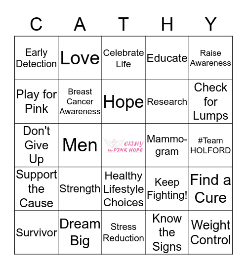 Cathy the Pink Hope Bingo Card