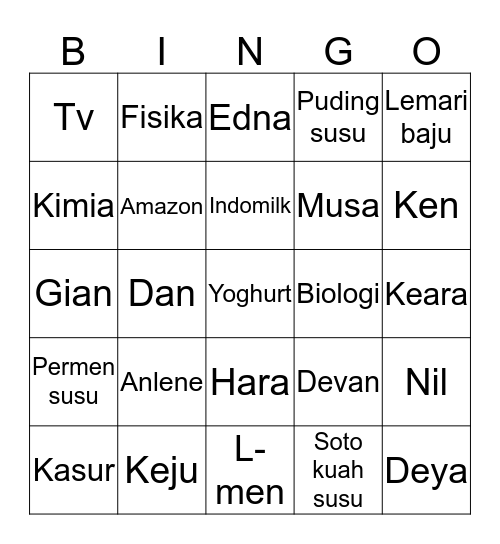 Main Sama Devan zzam8 Bingo Card