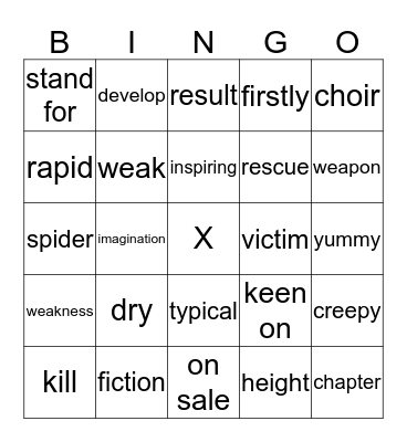 Vocabulary Chapter 1 & 2 Bingo Card