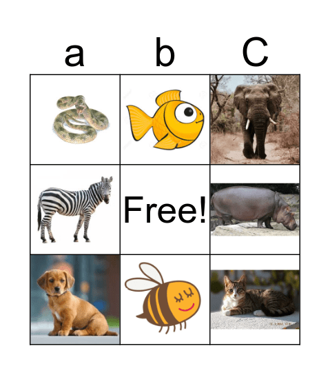 animals Bingo Card