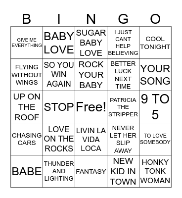 HITS 97 Bingo Card