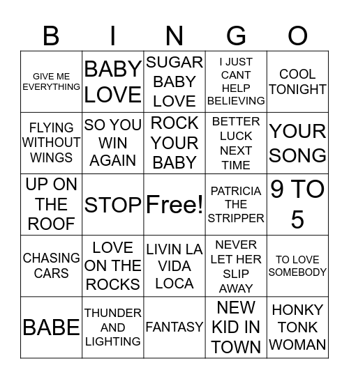 HITS 97 Bingo Card