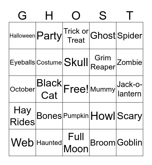 Halloween Bingo Card