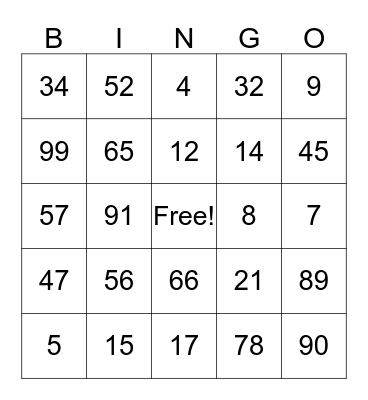 Halloween Bingo! Bingo Card