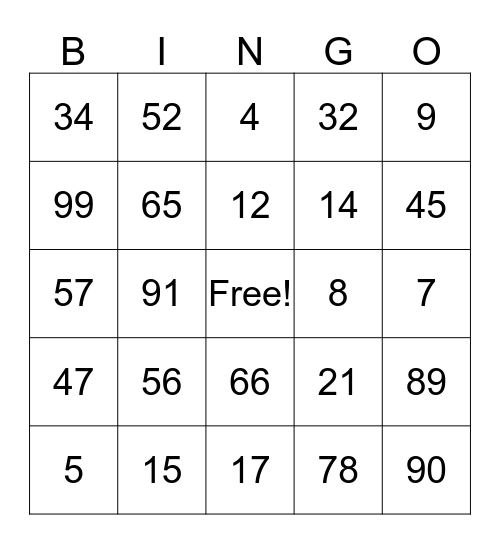 Halloween Bingo! Bingo Card