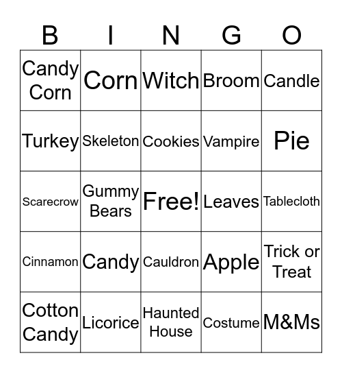 October BINGO! Bingo Card