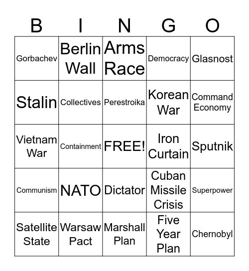 Stalin/Cold War BINGO Card