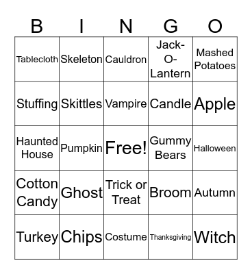 October BINGO! Bingo Card