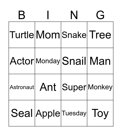 A-M-T-S Initial Sounds Bingo Card