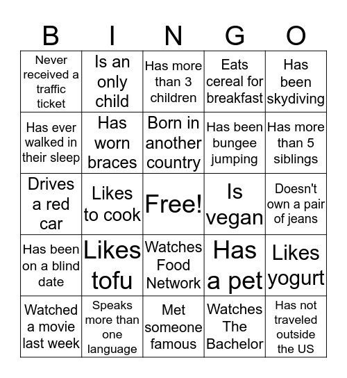 Claims bingo Card