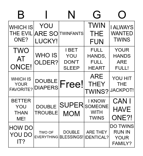 "TWINGO" Bingo Card