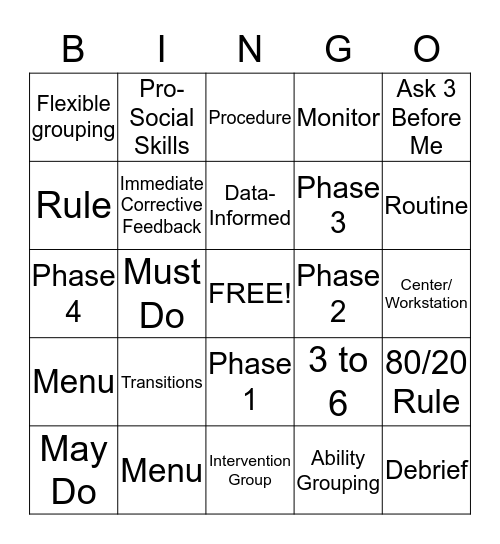 First 21 Days Bingo Card