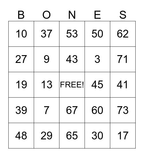 Halloween Bingo  Bingo Card