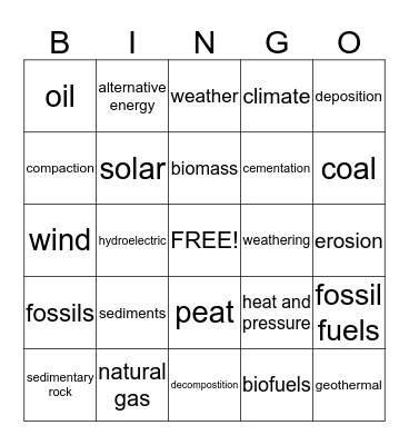 Unit 5 Vocabulary Review Bingo Card