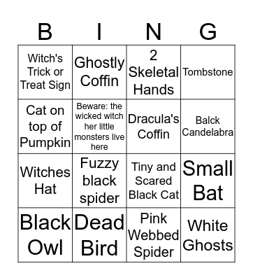 The Library's Halloween Scavenger Hunt Bingo Card