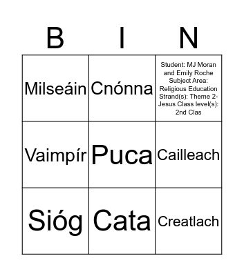 Halloween Bingo Card