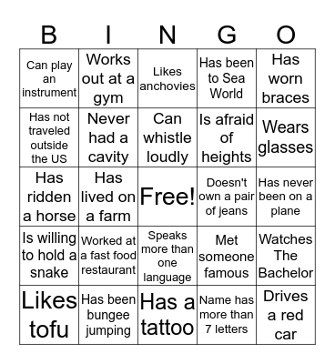Claims bingo Card