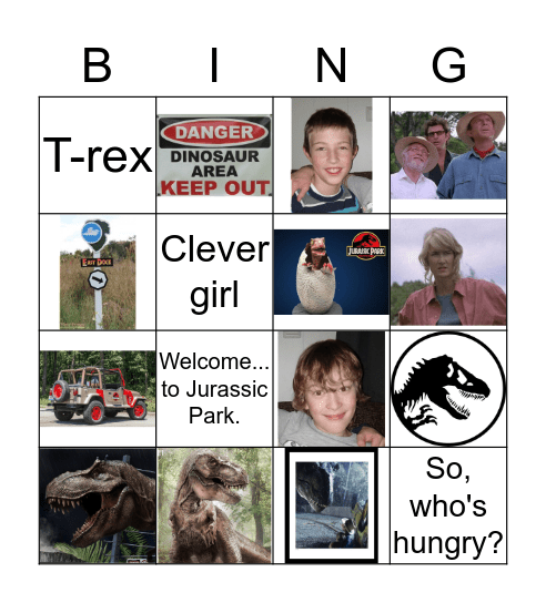 Jurassic Park Bingo Card