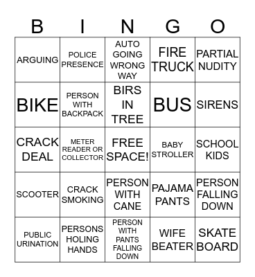 OAKES STREET BINGO  Bingo Card