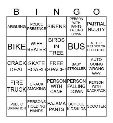 OAKES STREET BINGO  Bingo Card