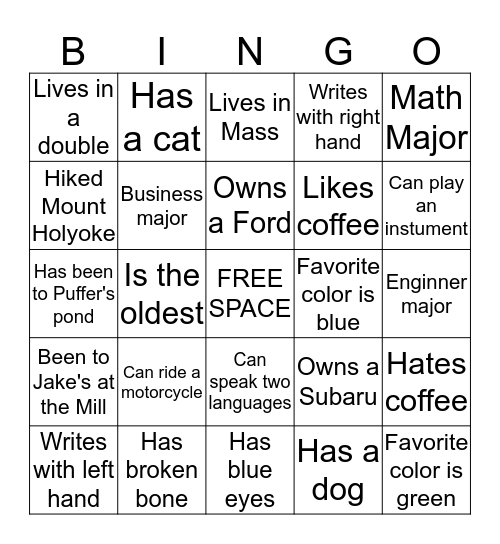 Kennedy Bingo  Bingo Card