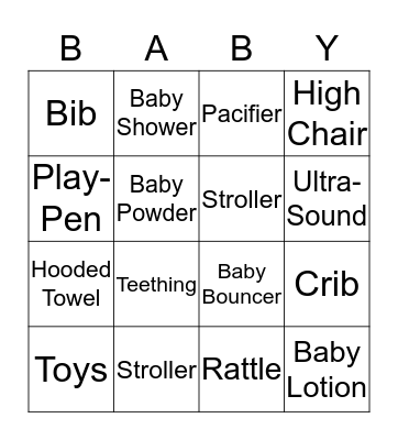 Baby Shower Bingo Card