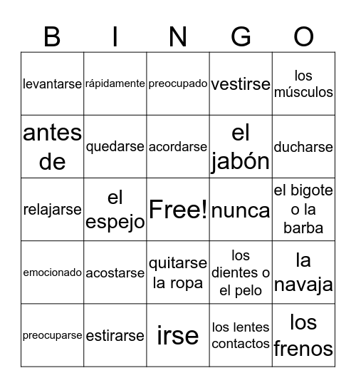Milestone #2 Lotería p. 6 Bingo Card