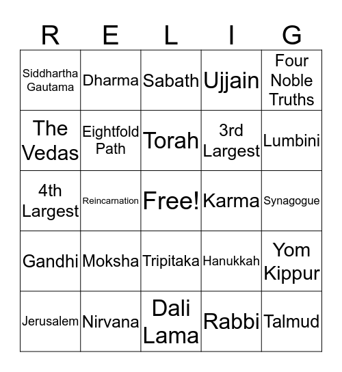 Belief Systems Bingo! Bingo Card