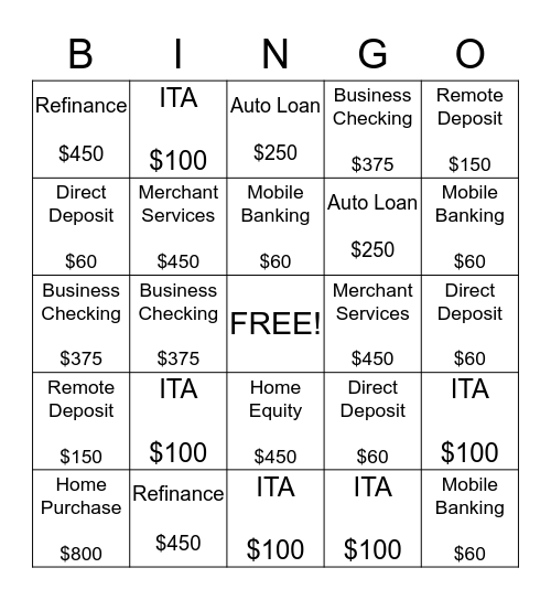 Revenue Bingo Card