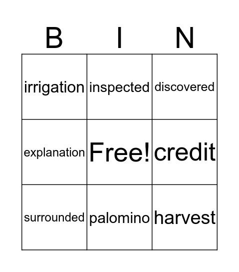 Stone Fox Bingo Card