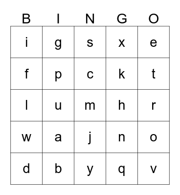 Alphabet bingo Card