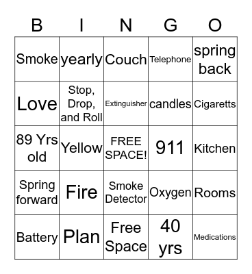 Fire Safety Bingo Card